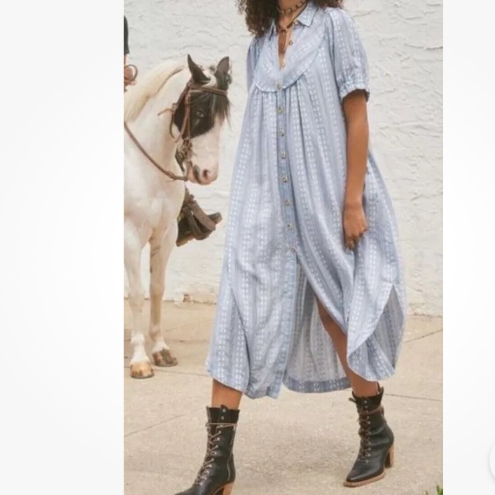 Free People Rodeo Midi Dress, Boho, Cotton with buttons size XS